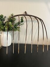 Vintage Antique 8 Prong Hay Pitchfork - Nicely Aged Original Cast Iron 18x18” picture