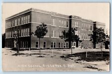 Sisseton South Dakota SD Postcard RPPC Photo High School Building 1935 Vintage picture