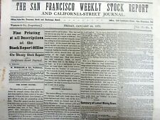Rare 1873 San Francisco financial newspaper with Discovery of NEVADA SILVER MINE picture