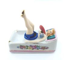 Vintage Mid-Century Nodder Girl Ashtray Legs And Fan Provide Naughty Movement picture
