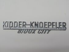 Vintage Kidder-Knoepfler Sioux City Car Dealership Dealer Metal Nameplate Emblem picture