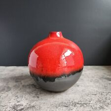 Vintage Crate n Barrel Half-Dipped Glazed Red Stoneware Bud Vase 5