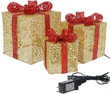 3 Piece Christmas Gift Box with Plug Lights for Christmas Decorations picture