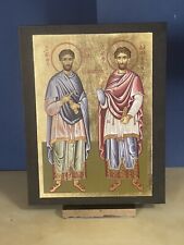 SAINTS COSMAS AND DAMIAN, THE HOLY UNMERCENARIES,Silkscreen on Canvas 7×9 inches picture