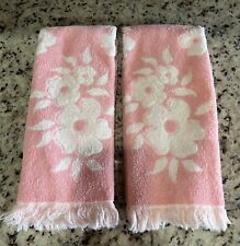 Vintage Callaway Elmrose Pink & White Hand Towels set of two picture