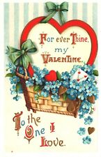 Postcard Valentine Cupid Forget-Me-Nots Basket International Art Publishing picture