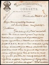 1876 Ma - Worcester Corset Co - two page Rare Letter Head Bill picture