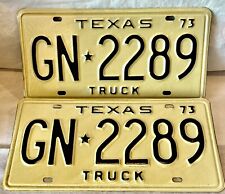 1973 NOS “Expired” Texas truck license plates GN 2289 DMV clear Ford Chevy Dodge picture