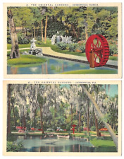 Jacksonville Florida lot of 2 c1930's Oriental Gardens, lake, birds picture