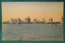 Estate Sale ~ Vintage Hand-Colored Postcard - Miami Skyline and Harbor picture
