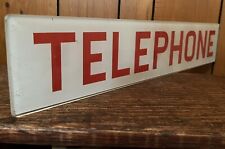 VTG Telephone Booth Sign Glass Authentic Original White w/Red Ink Memorabilia picture