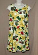 1990s Shannon Marie Hawaii Dress Cotton Womens Yellow Palm Trees Sheath XL NWT picture