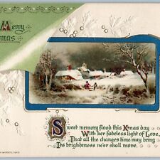 c1913 John Winsch High Quality Embossed Merry Christmas Page Gilt Poem Xmas A195 picture