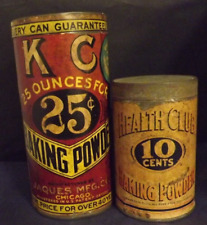 VINTAGE TWO BAKING POWDER TIN K C 25 OUNCE 25 CENTS  HEALTH CLUB 10 CENTS CAN picture