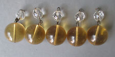 5 - Vintage Antique 20mm Smooth Round Czech Glass Bead Drop w/ 10mm Bead Head picture