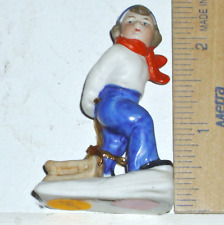 Antique German Bisque Snowbaby Snow baby Boy Child Girl Pulling Sled Fired RARE picture
