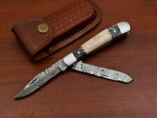 Rody Stan HAND MADE DAMASCUS DUAL BLADE FOLDING POCKET KNIFE - SLIP JOINT - picture