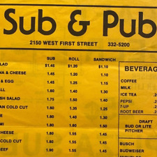 1970s Sub & Pub Pizza Subs Restaurant Menu McGregor Theatre Fort Myers Florida picture