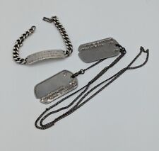 WW2 Sterling Silver Sweetheart ID Bracelet Named w/ Dog Tags Lot Lexington NE picture