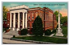 Forrest County Court House Hattiesburg Mississippi Confederate Statue Postcard picture