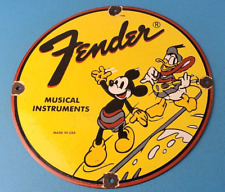 VINTAGE FENDER GUITARS & AMPLIFIERS PORCELAIN MICKEY MOUSE SERVICE STATION SIGN picture