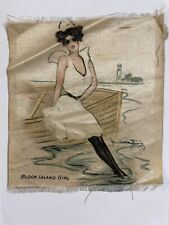 Block Island Girl Hamilton King Artist Signed Bathing Beauties Tobacco Silk 1910 picture