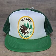Vintage Maine Patch Hat Trucker Cap Snapback Green The Pine Tree State NOS picture