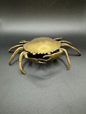 Vintage Brass Crab Hinged Lid Ashtray or Trinket Box with Removable Ashtray picture