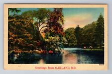 Oakland MD-Maryland, Scenic Greetings, Waterway, Vintage c1946 Postcard picture