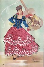 Vintage Tarjeta Postal Embroidered Dress Women Traditional Postcard Spain picture