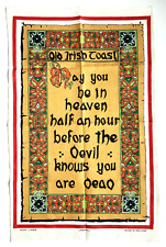 Vtg New Linen Tea Towel Irish Toast Celtic Design May You Be in Heaven NWOT picture