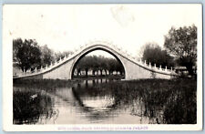 Beijing China Postcard The Camel Back Bridge in Summer Palace c1920's RPPC Photo picture