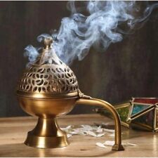Handcrafted metal brass lobandan incense burner with handle (gold)   picture