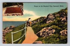 Ogunquit ME-Maine, Plaque On The Marginal Way, Antique, Vintage Postcard picture