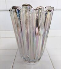 Vintage Clear Carnival Glass Tall Ribbed Vase picture
