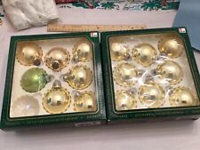 Vintage Krebs Gold Glass Christmas Ornaments Lot Of 15 Made In USA picture