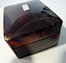 Antique  Faux Tortoiseshell Trinket/Pill/ Snuff box with a Silver Mount picture