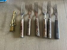 6 Antique Civil War Era Forks & 1 Sugar Tongs picture