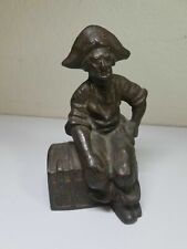 Antique Early 20th Century Figure Pirate Treasure Chest Heavy Doorstop picture