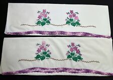 Pair of Vintage Violet Embroidery Pillowcases picture
