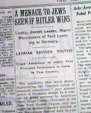 Forthcoming JEWISH HOLOCAUST ? Jews Pre Adolph Hitler Elections 1931 Newspaper picture