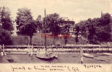 pre-1907 THE BLUFF, PERTH AMBOY, N. J. 1906 sailboat at pier picture