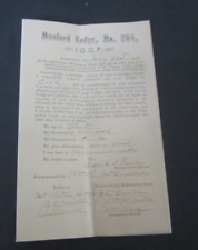 Old 1891 - HANFORD LODGE No. 264 - CA. - Membership Application - IOOF picture