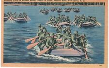 US Army Landing Party In Rubber Boats Camp Le Jeune 1940 Linen Military picture
