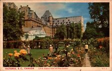 Empress Hotel and Rose Garden, Victoria, British Columbia, Canada 1954 Postcard picture