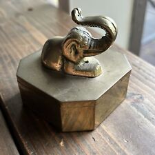 Vintage Brass Elephant Trinket Box Jewelry Storage 3”x3” picture
