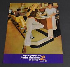 1971 Print Ad Sexy Levi's for Gals Blonde Lady Fashion Soda Fountain Beauty art picture