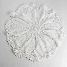 Vtg Doilies White Cotton Crochet Large 18 inch Round Circular picture