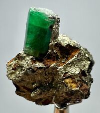 60 Ct Well Terminated Top Green Panjsher Emerald Crystal On Pyrites From @AFGHAN picture