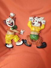 VINTAGE~SET OF 2 ~PLASTIC CLOWN DESIGN WALL DECOR HANGING ~HOMCO FIGURES picture